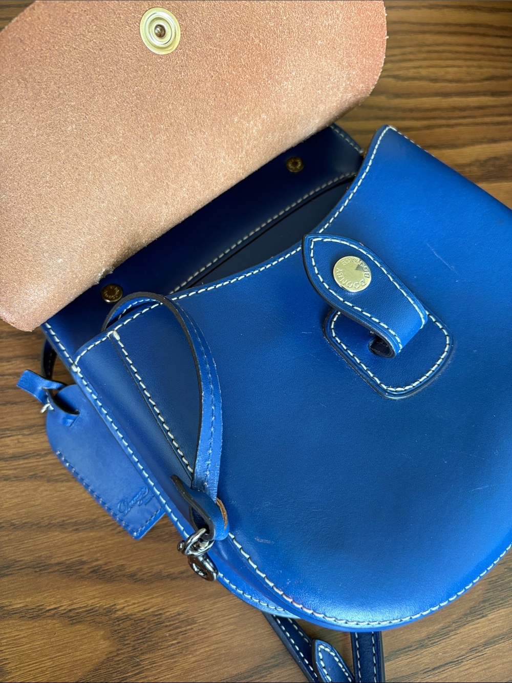 Vintage Dooney & Bourke Blue Leather Crossbody Bag - Picture 5 of 8